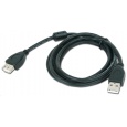 GEMBIRD Kabel USB 2.0 A-A prodlužovací 1,8m Premium (černý, ferit, zlacené kontakty)