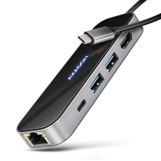 AXAGON HMC-6GLN, USB 5Gbps hub, 2x USB-A, USB-C, HDMI 4k/60Hz, RJ-45 GLAN, PD 100W, kabel USB-C 20cm AXAGON HMC-6GLN, USB 5Gbps hub, 2x USB-A, USB-C, HDMI 4k/60Hz, RJ-45 GLAN, PD 100W, kabel USB-C 20cm