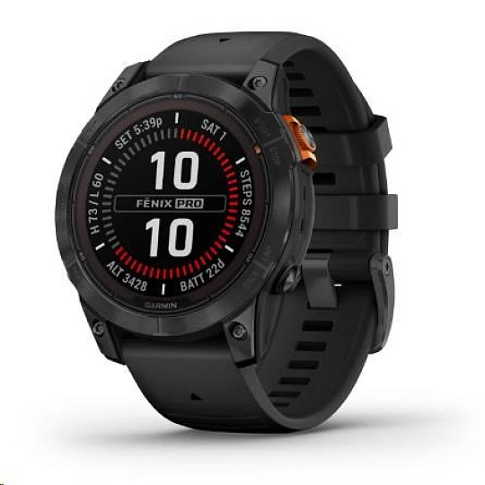 Garmin fenix® 7 Pro – Solar Edition, Gray / Black Band, EU Garmin fenix® 7 Pro – Solar Edition, Gray / Black Band, EU