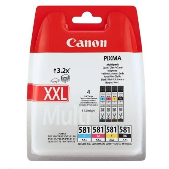 Canon CARTRIDGE CLI-581XXL C/M/Y/BK MULTI-PACK SEC pro PIXMA TS515x, TS615x, TS815x, TS915x, TR7550, TR8550