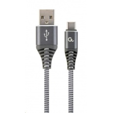 GEMBIRD Kabel USB 2.0 AM na Type-C kabel (AM/CM), 1m, opletený, šedo-bílý, blister, PREMIUM QUALITY
