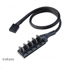 AKASA kabel FLEXA FP5H redukce pro ventilátory, 1x 4pin PWM na 5x 4pin PWM, 30cm, 2ks v balení