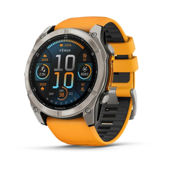 Garmin - fenix® 8 – 51 mm, AMOLED Sapphire, Titanium s Orange/Graphite silikonovým řemínkem, EU Garmin - fenix® 8 – 51 mm, AMOLED Sapphire, Titanium s Orange/Graphite silikonovým řemínkem, EU